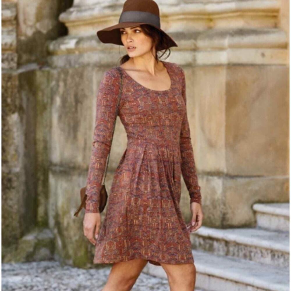 PERUVIAN CONNECTION Sarawak Ikat Mini Dress Long Sleeve Size XS